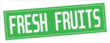 Taze meyve metni, tam yeşil dikdörtgen damgası.