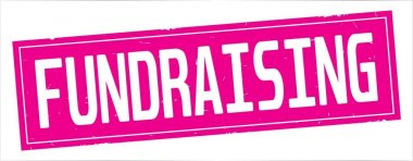 Tam pembe dikdörtgen damga üzerinde bağış toplama metin.