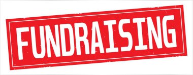 Tam kırmızı dikdörtgen damga üzerinde bağış toplama metin.