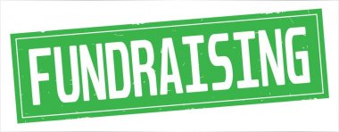 Tam yeşil dikdörtgen damga üzerinde bağış toplama metin.