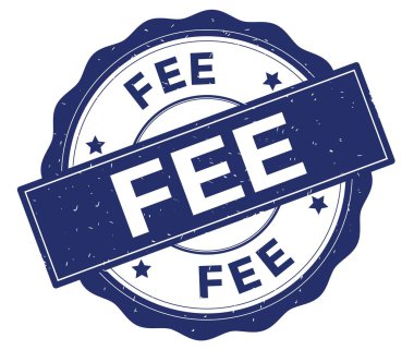 Mavi yuvarlak rozet yazılı ücret metin.