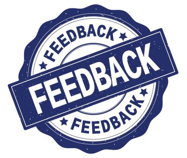 Mavi yuvarlak rozet yazılmış geri bildirim metni.