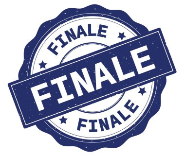 Mavi yuvarlak rozet yazılı final metin.