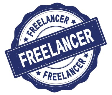 Serbest meslek sahibi metin, mavi yuvarlak rozet yazılmış.