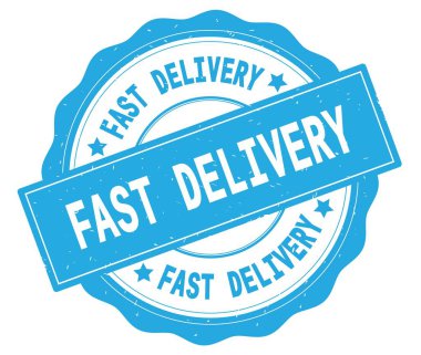 Camgöbeği yuvarlak rozet yazılı hızlı teslimat metin.