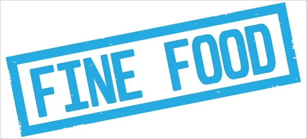 FINE FOOD text, on cyan rectangle border stamp. — Stock Photo, Image