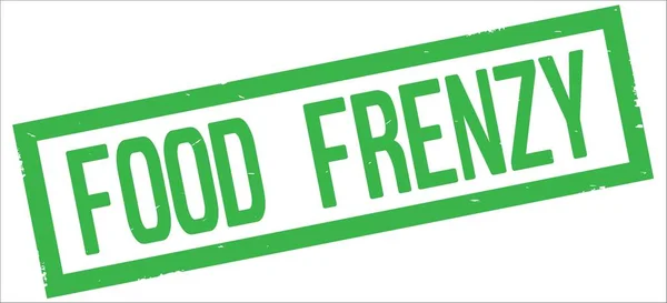 FOOD FRENZY text, on green rectangle border stamp. — Stock Photo, Image