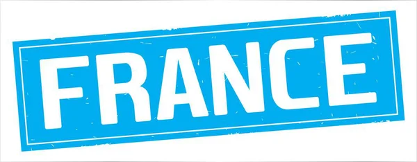 Frankreich Text, auf vollständigem cyan Rechteck-Stempel. — Stockfoto