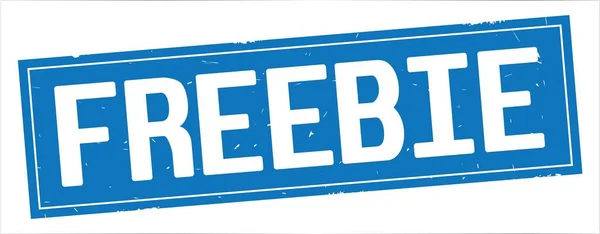 Tekst freebie, na znaczku pełne niebieski prostokąt. — Zdjęcie stockowe