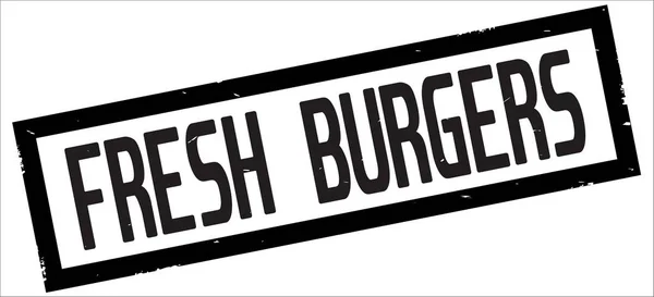 FRESH BURGERS text, on black rectangle border stamp. — Stock Photo, Image