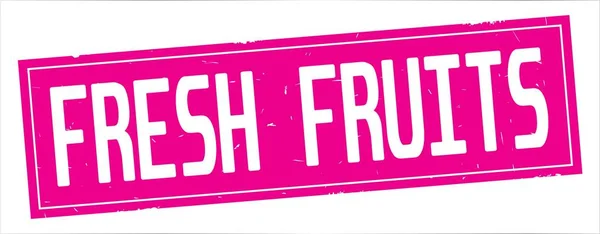 Text von frischen Früchten, auf rosa Rechteck-Stempel. — Stockfoto