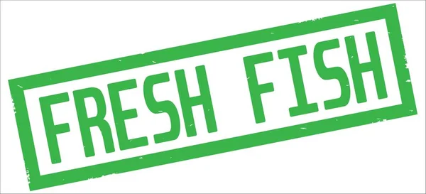 FRESH FISH text, on green rectangle border stamp. — Stock Photo, Image