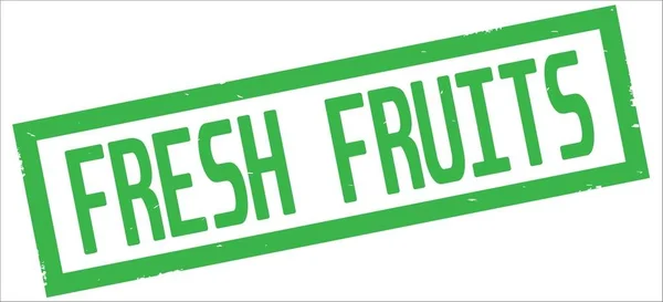 Φρέσκα φρούτα κείμενο, πράσινο ορθογώνιο περίγραμμα σφραγίδα. — Φωτογραφία Αρχείου