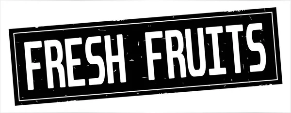 FRESH FRUITS text, on full black rectangle stamp. — Stock Photo, Image