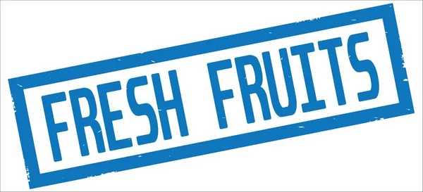 Текст FRESH FRUITS, на синьому прямокутнику . — стокове фото