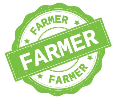 Çiftçi metin, yeşil yuvarlak rozet yazılmış.