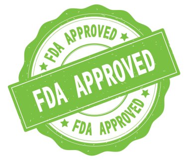 Yeşil yuvarlak rozet yazılmış metni, Fda onaylı.