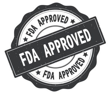Gri yuvarlak rozet yazılmış metni, Fda onaylı.