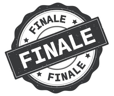 Gri yuvarlak rozet yazılı final metin.