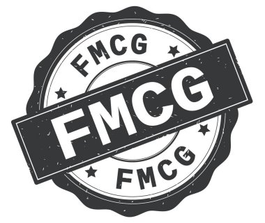 Fmcg metin, gri yuvarlak rozet yazılmış.