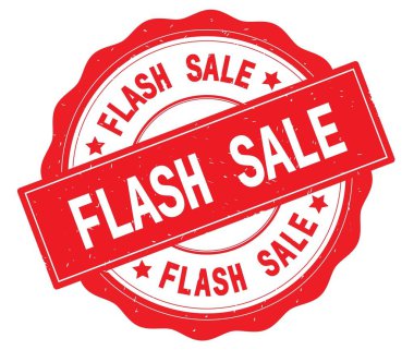 Kırmızı yuvarlak rozet yazılı satış metin, flash.