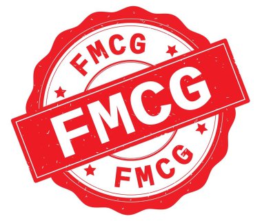 Fmcg metin, kırmızı yuvarlak rozet yazılmış.