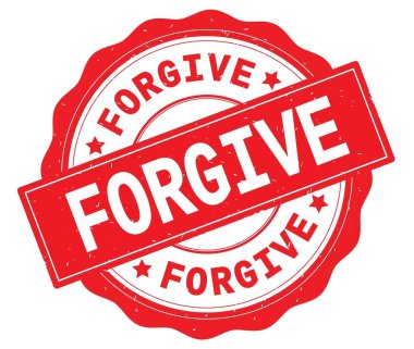 Kırmızı yuvarlak rozet yazılmış metni, affet.