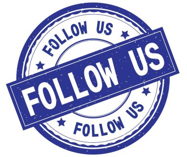 Yazılı metin mavi yuvarlak pencere boyutu üzerinde bizi izleyin.