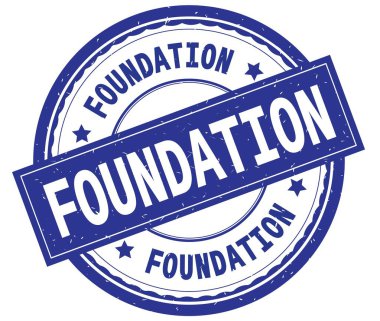 Yazılı metin mavi yuvarlak lastik damgası Vakfı,.