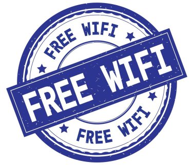 Ücretsiz Wifi, mavi yuvarlak pencere boyutu üzerinde yazılı metin.