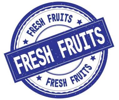 Taze meyve, mavi yuvarlak pencere boyutu üzerinde yazılı metin.