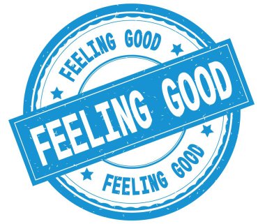 Yazılı metin mavi yuvarlak pencere boyutu üzerinde iyi hissediyorum,.