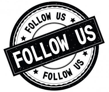 Yazılı metin siyah yuvarlak pencere boyutu üzerinde bizi izleyin.