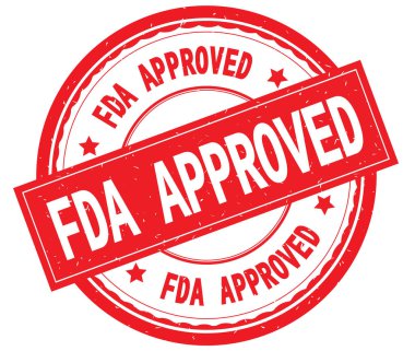 Yazılı metin kırmızı yuvarlak lastik damgası FDA onaylı.