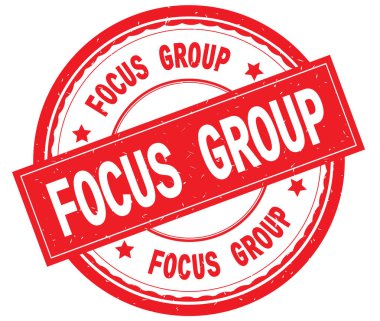 Odak grup yazılı metin kırmızı yuvarlak lastik damgası.