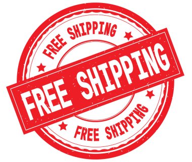 Yazılı metin kırmızı yuvarlak pencere boyutu üzerinde ücretsiz kargo.