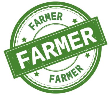 Çiftçi, yazılı metin yeşil yuvarlak lastik damgası.