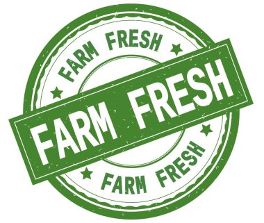 Çiftlik taze, yeşil yuvarlak pencere boyutu üzerinde yazılı metin.