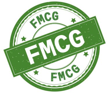 Fmcg, yazılı metin yeşil yuvarlak lastik damgası.