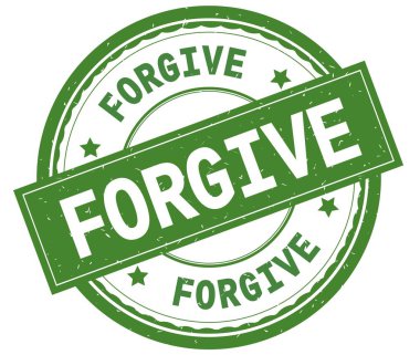 Affet, yazılı metin yeşil yuvarlak lastik damgası.