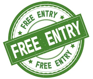 Ücretsiz giriş, metin yeşil yuvarlak lastik damga yazılmış.