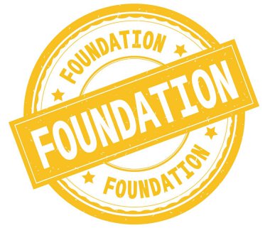 Yazılı metin sarı yuvarlak lastik damgası Vakfı,.