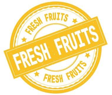 Taze meyve, sarı yuvarlak pencere boyutu üzerinde yazılı metin.