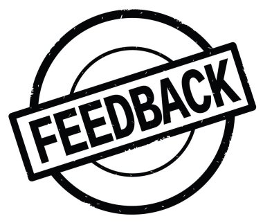 Siyah daire basit damgası yazılmış geri bildirim metni.