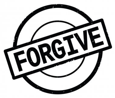 Siyah daire basit damgası yazılmış metni, affet.