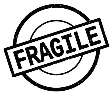 Siyah daire basit damgası yazılmış kırılgan metni.