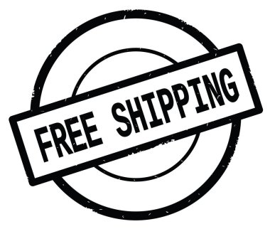 Ücretsiz metin kargo, yazılı siyah daire basit damgası.