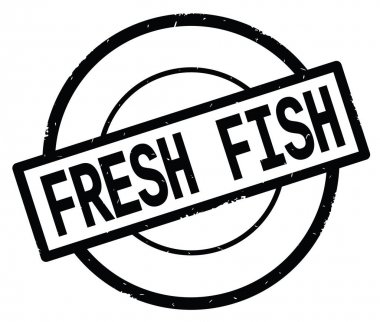 Siyah daire basit damgası yazılı taze balık metin.