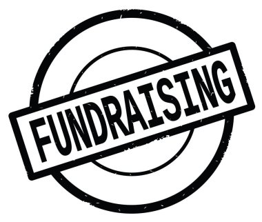 Bağış toplama metin, siyah daire basit damga yazılmış.