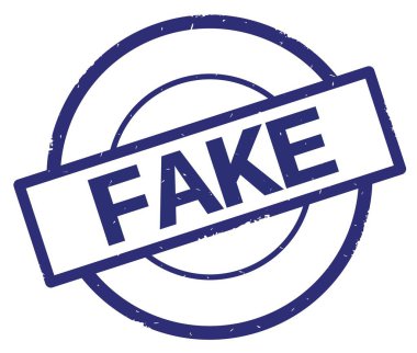 Mavi daire basit damgası yazılmış sahte metni.